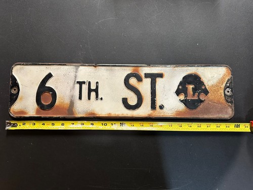 Vintage Large Metal 6th Street Sign