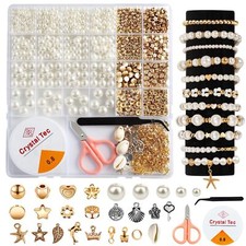 1200Pcs Pearl Beads for Bracelets Making Kit with String and Charms
