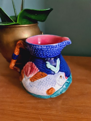 Shorter and Sons Jug Fish Pitcher Staffordshire Majolica Colourful England - Zdjęcie 15 z 16