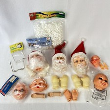 Vtg Lot Rubber Santa Claus Heads Hands Doll Parts Grandma Grandpa Glasses Hair