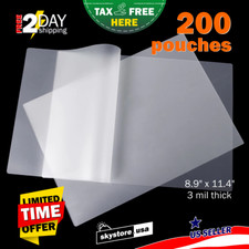 200Pcs Clear 3Mil Thermal Laminating Pouches Sheets 9 x 11.5 Letter Size Rounded