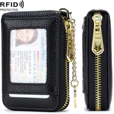 RFID Blocking Card Holder Leather Credit Card Case Wallet Zip Around Accordion