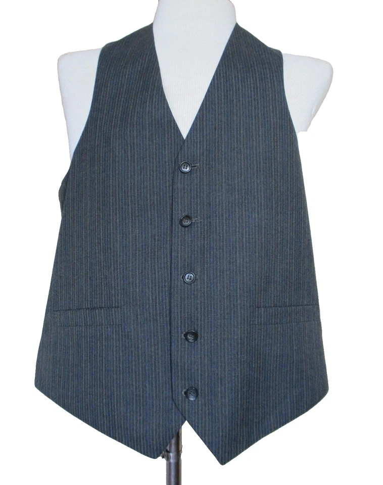 Traje De Colección Años 80 Josephs San Antonio 3 Piezas Para Hombre 42L Gris Lana A Rayas Foto 3 de 4