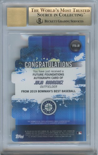 2019 Bowman's Best Julio Rodriguez Future Foundations Die-Cut Auto /150 BGS 9.5 - Picture 2 of 2