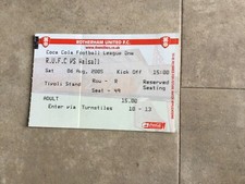 Rotherham United V Walsall 2005/06 - Ticket Stub