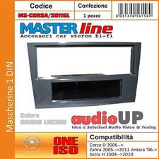 MASCHERINA AUTORADIO 1 DIN OPEL CORSA D DAL 2011 IN POI ADATTATORE GRIGIO LUCIDO
