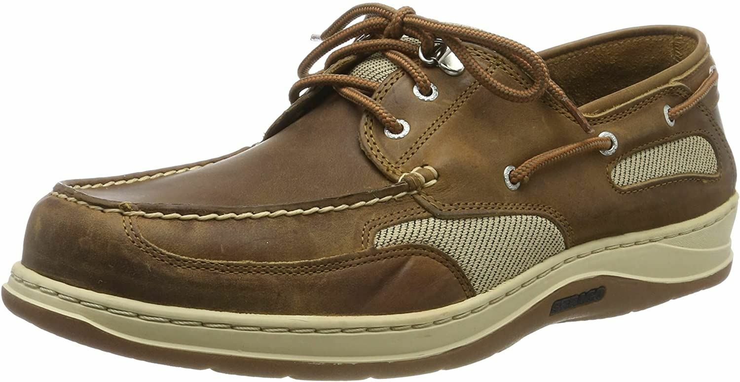 FGL Waxed Brown Mens Leather Boat Shoes 