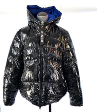 Pinko Jacket Tradurre Black Glossy Padded Front Zip Pockets Hood Drawstring Uk12