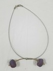 Handblown Glass Necklace Eloise Cotton Purple Baroque Curved Pendant Balance