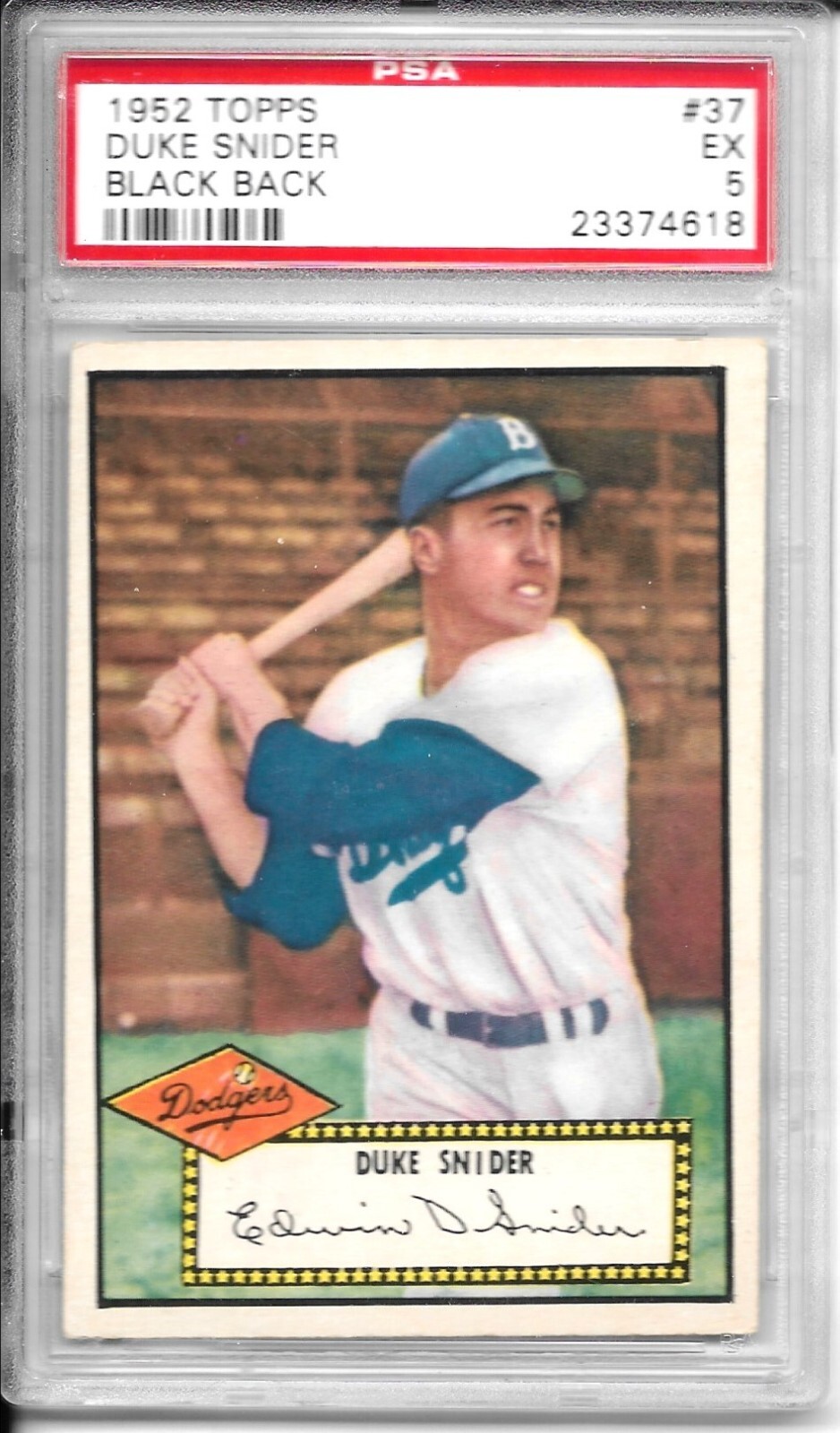 PSA 5 1952 Topps Duke Snider (Black Back) #37