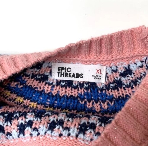 Epic Threads Knit Sweater Girl XL Pink Long Sleeve Snowflake Holiday - Picture 4 of 4