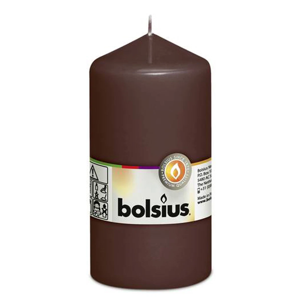 Bolsius Pillar Candle Chestnut Brown 130/68mm
