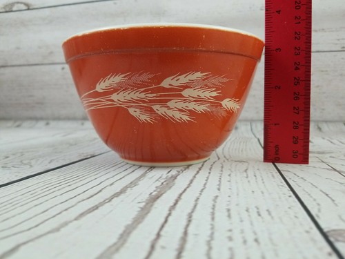 Vintage Pyrex Orange Autumn Harvest Wheat #401 750 mL Mixing Nesting Bowl-WOW! - Picture 10 of 12