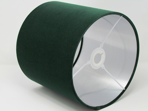Lampshade Forest Green Velvet Brushed Silver Drum Light shade - Picture 2 of 12
