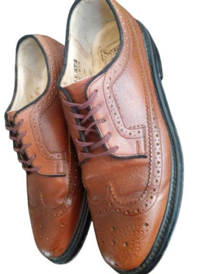VTG Sears Shoes Mens 10D Derby Brown Leather Brogue Wingtip Longwing Dress  Shoe | eBay