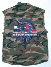 Hot Leathers Bikers POW/MIA RIDE FREE Camo Vest Eagle Patch 2010