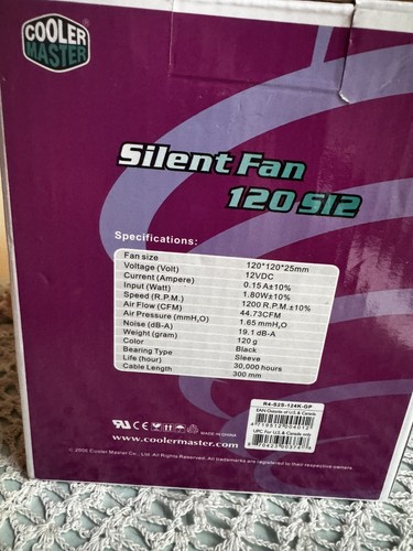 Cooler Master Silent Cooling Fan 4 pack 120 S12 1200 RPM Silent 19dBa Computer - Afbeelding 4 van 7