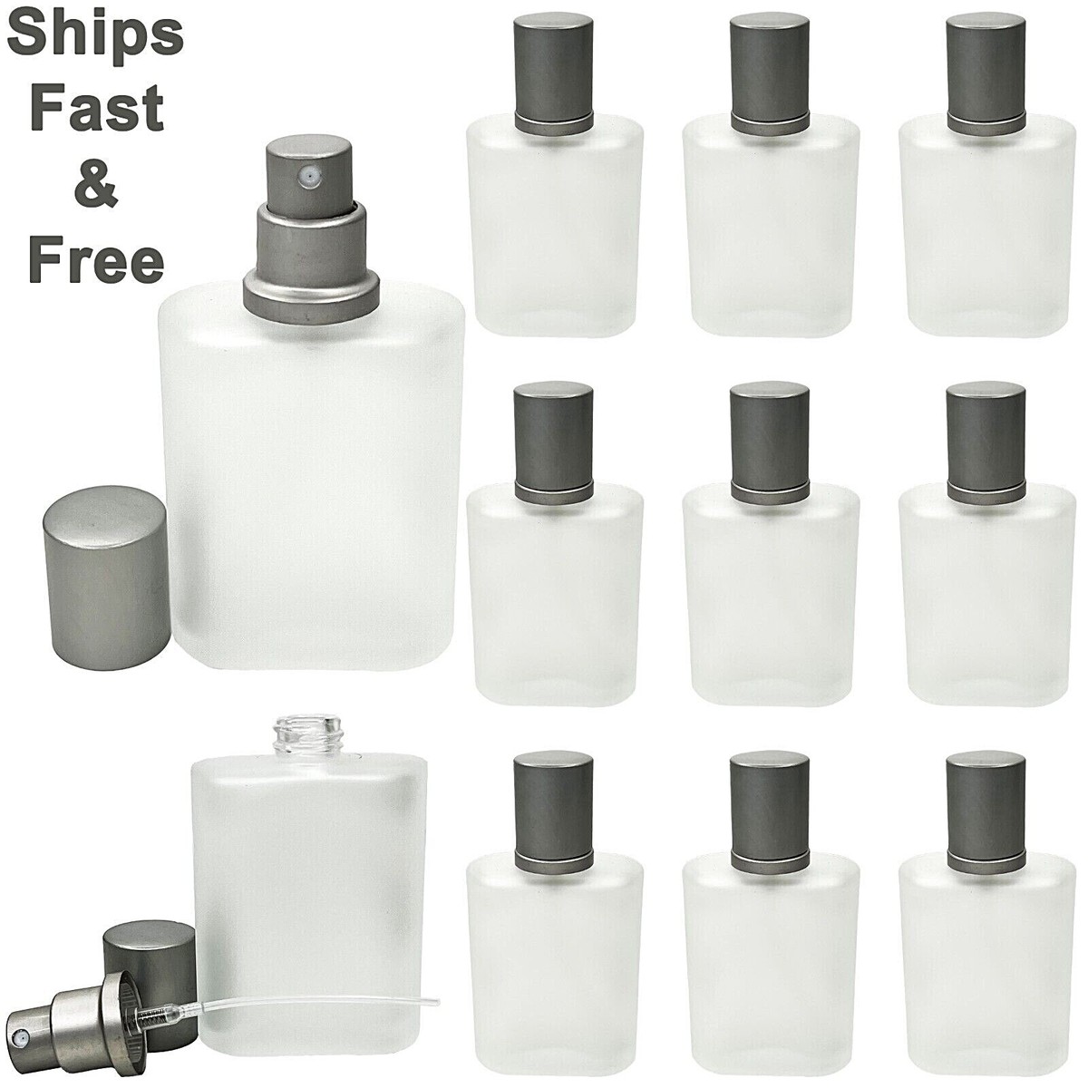 30ml 1oz empty frosted glass perfume spray bottles matte silver