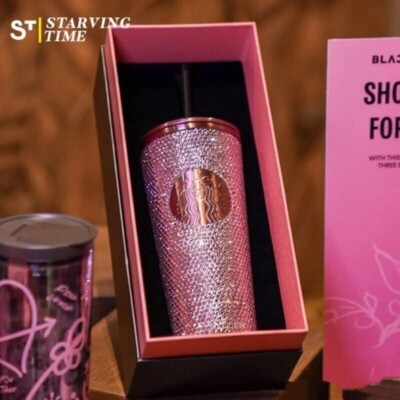 Starbucks Blackpink mug Straw cup Stainless steel cup diamond cup