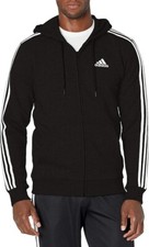 adidas men Essentials Fleece 3-Stripes Full-Zip Hoodie - LARGE