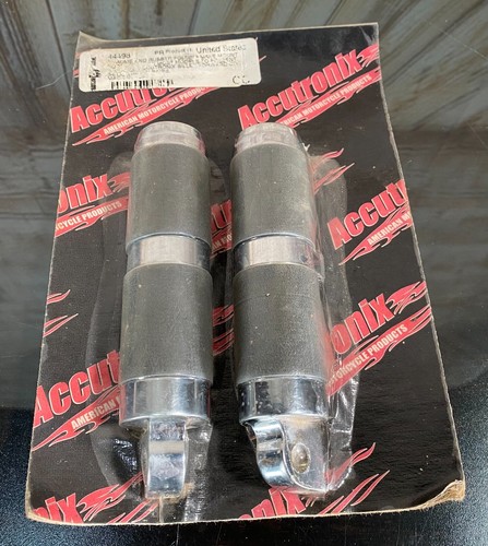 NOS Accutronix Chrome & Rubber Male Mount Footpegs 44498 5.5" Steel Made in USA - Picture 4 of 5