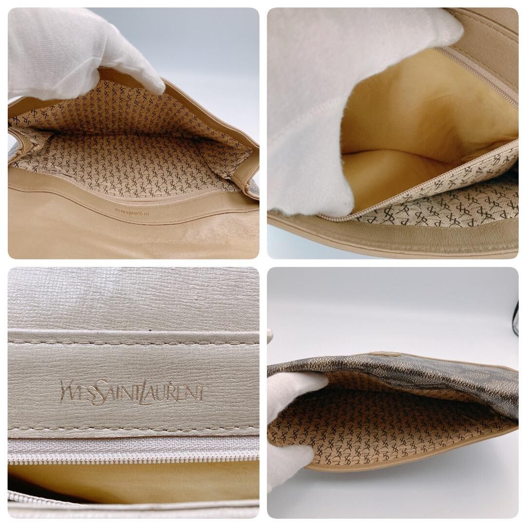 Borsa pochette SAINT LAURENT logo YSL pelle PVC colore marrone beige articoli moda