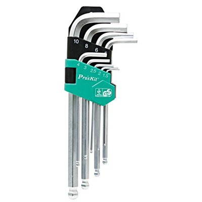 Eclipse Pro'sKit HW-229B Ball Point Long Arm Hex Key Set, 9 Piece, Metric