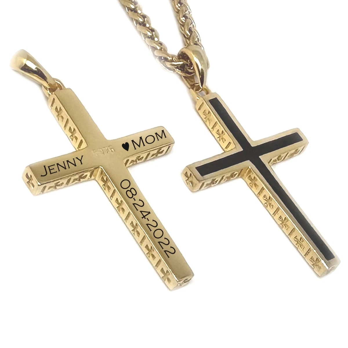 Personalized gold cross necklace shop for him