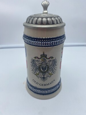 Domex Pewter-Lidded Beer Stein Old Germany   E20A