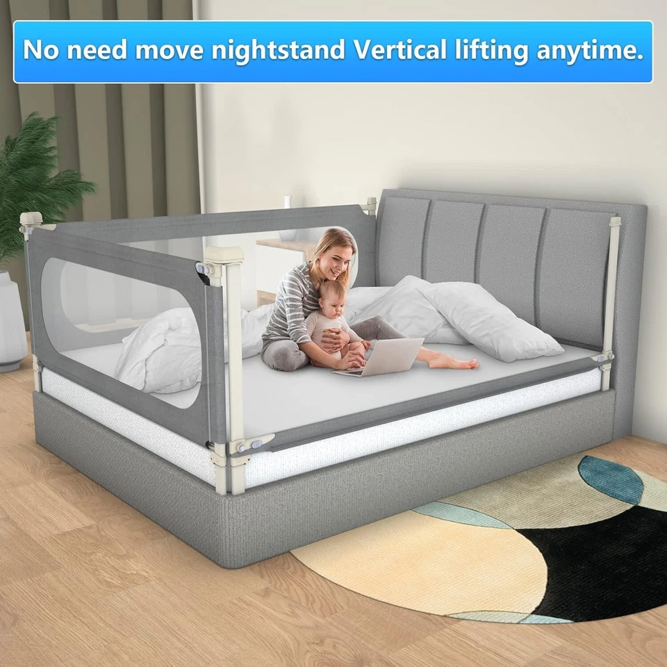 Rieles de cama universales para niños pequeños - Protector de seguridad ajustable para todos los tamaños de cama Foto 4 de 4