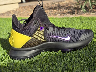Nike LeBron Witness 4 Black Opti Yellow Lion Heel Basketball Shoes