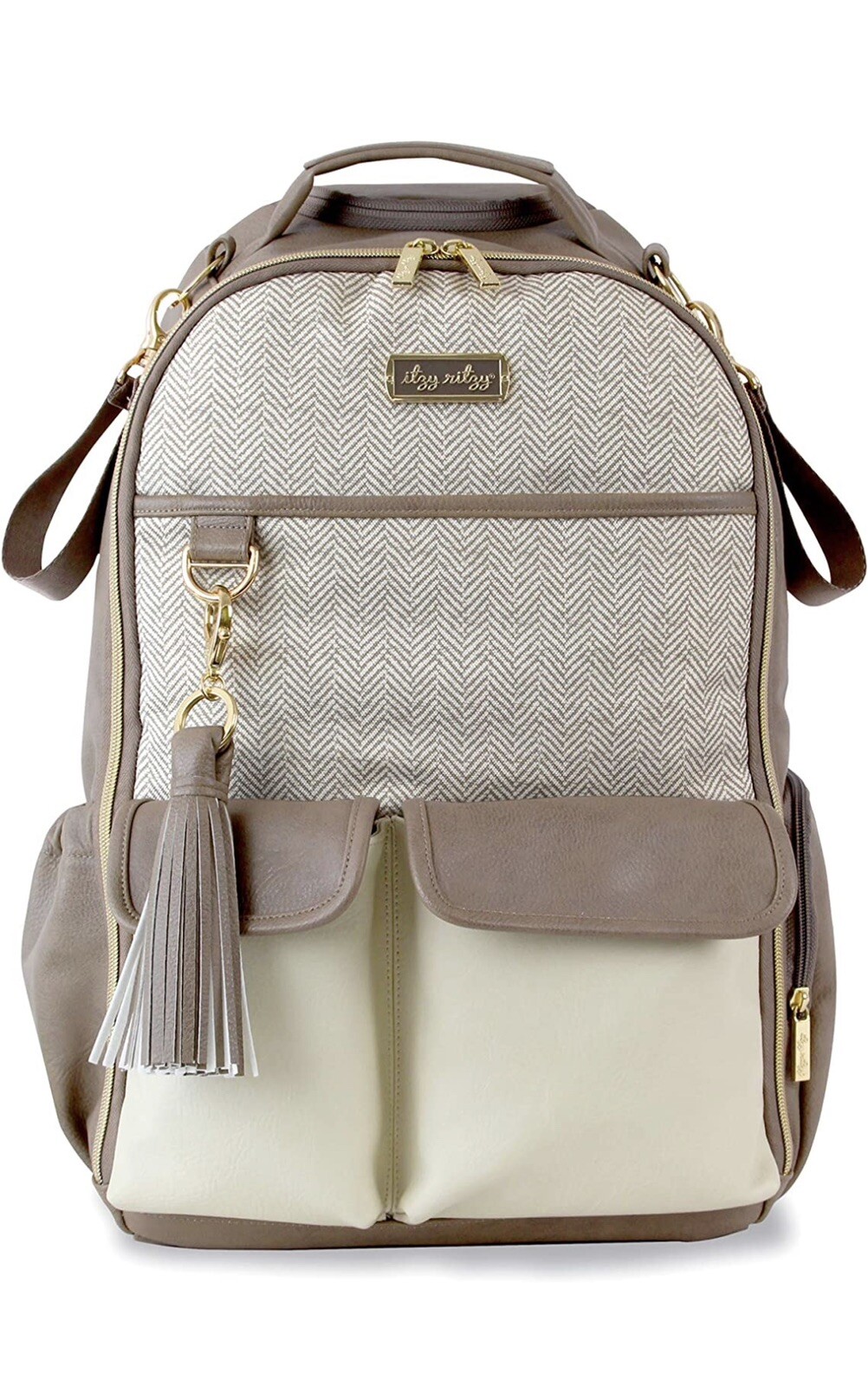 Itzy Ritzy Boss Backpack Diaper Bag Vanilla Latte 12.5”H x 18”W x 10”D