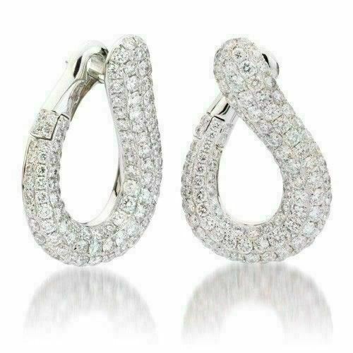 ORECCHINI ESTATE 4 80 CT DIAMANTE ORO BIANCO 18KT MULTI FILA NODO D'AMORE SEMI INFINITO