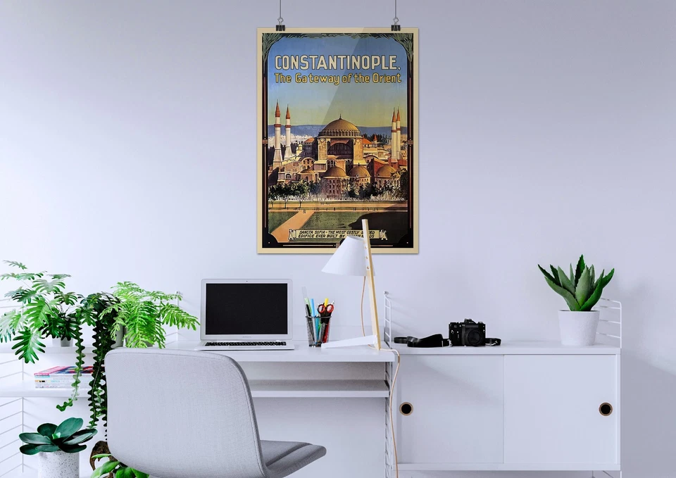 Constantinople, Istanbul, Turkey, 1910s — retro vintage travel poster Foto 2 de 4
