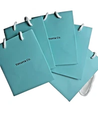 Set of 5 Tiffany & Co. Small 6" x 5" x 3" Blue Paper Shopping Gift Bag