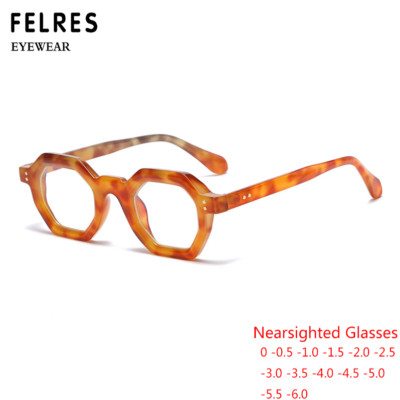 Men Women Polygon Blue Light Blocking Nearsighted Glasses Clear Lens Glasses Hot