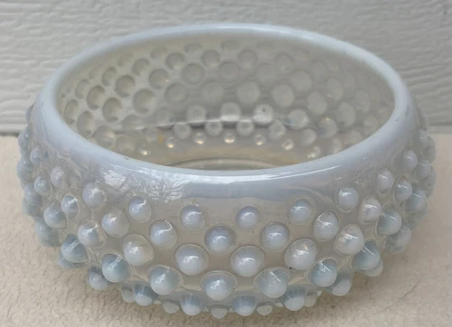 Vintage Fenton Moonstone Opalescent Hobnail Glass Bowl