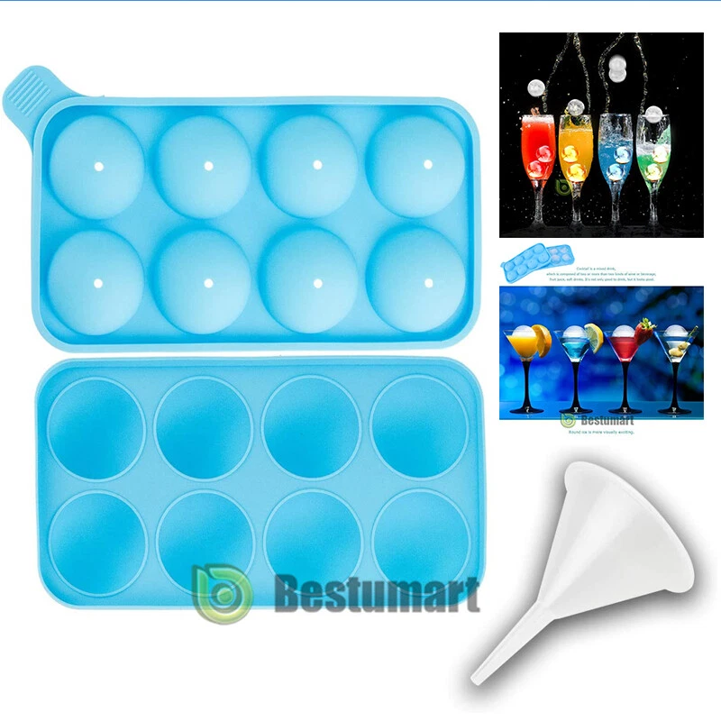 ICE Balls Maker 8 Large Round Sphere Tray Molds Cube Whiskey Cocktails Silicone - Image 2 of 4