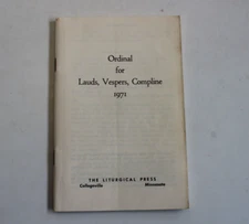 Ordinal for Lauds, Vespers, Compline 1971 Liturgical Press Book Catholic PB