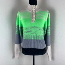 Baum Und Pferdgarten Sweater Womens Medium Neon Mock Neck Wool Blend Cozy Knit