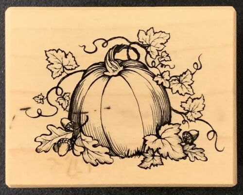 PSX D-3097 Fall Harvest Pumpkin Vine Rubber Stamp - 第 1/3 張圖片