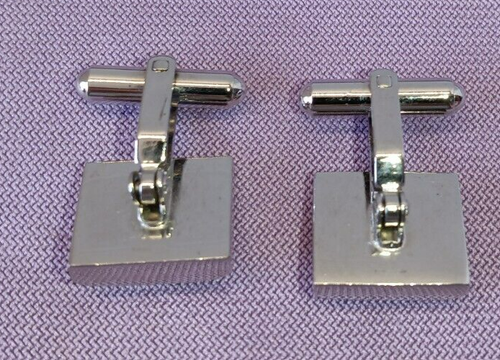 Men's Cufflinks Vintage Square Yellow Glass - Picture 6 of 6