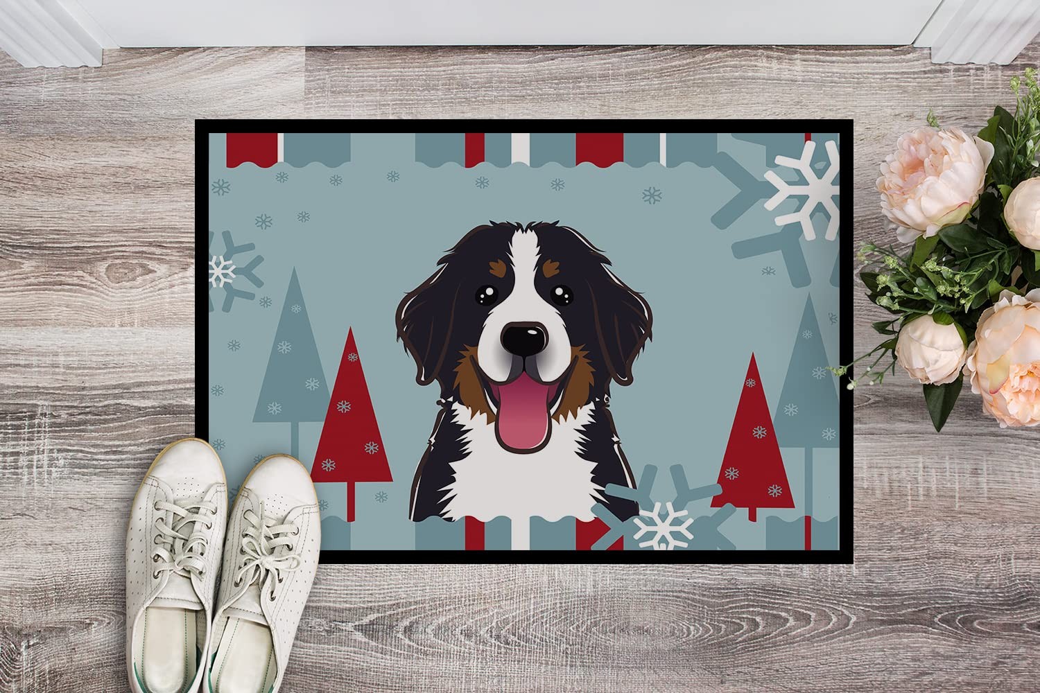 Caroline's Treasures BB1733JMAT Winter Holiday Bernese Mountain Dog Doormat - second product detail image