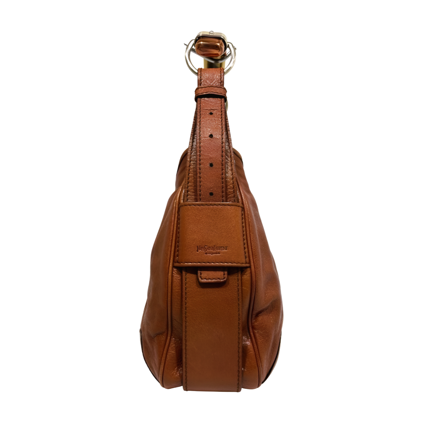 Borsa hobo originale YSL Yves Saint Laurent Mombasa manico metallo pelle marrone vintage