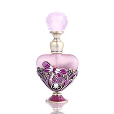 YU FENG Vintage Dragonfly Pewter and Glass Perfume Bottle with Diamand for
