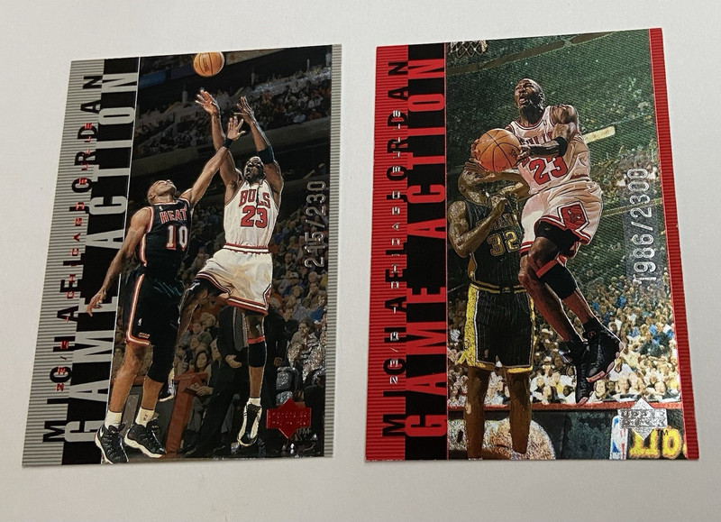 2Upper Deck 1997-98 Game Action Michael Jordan Rare Silver 215/230&Red 1986/2500