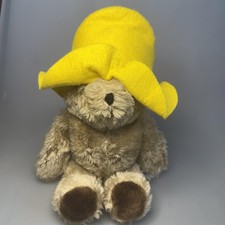 Vtg Eden Paddington Bear Plush Stuffed Animal 1981 Yellow Hat Medium 14in Toy