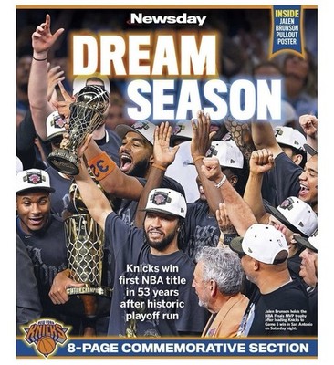 Newsday Dream Season 8-Page Commemorative Section New York Knicks Jalen Brunson