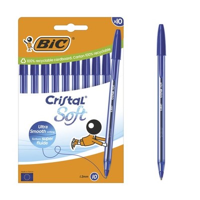 BIC Cristal Soft Kugelschreiber mit mittlerer Spitze (1,2 mm) und Softline Tinte