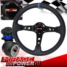 For 92-96 Prelude Deep Dish Black Steering Wheel Competition Style Quick Release